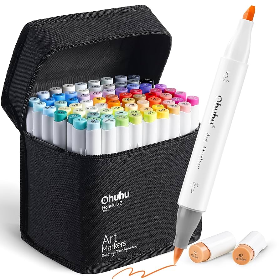 72 Colors Art Markers, Ohuhu Brush & Chisel Double Tipped